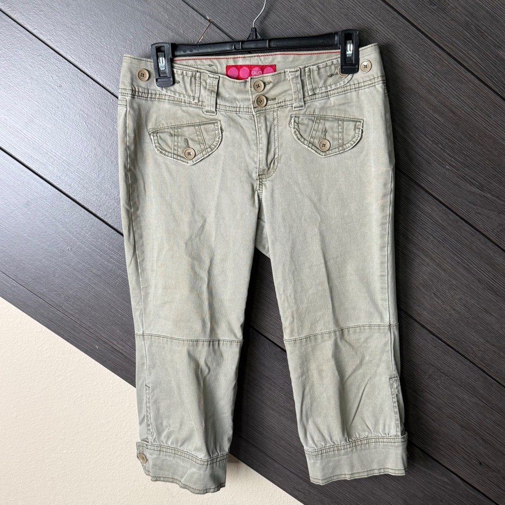 JLO by Jennifer Lopez Women's Juniors 7 Khaki Cargo Capri Pants Y2K Utility